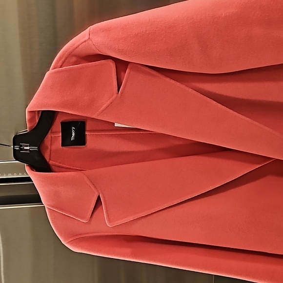💕THEORY💕 Clairene Luxe Blazer Coat Wool Cashmere Blend Pink Orchid Large L NWT - Picture 13 of 16